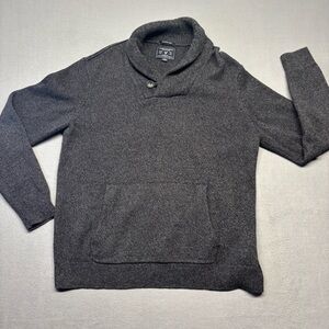 Men’s American Eagle Button Sweater Charcoal Classic Fit Size Large Shawl Collar